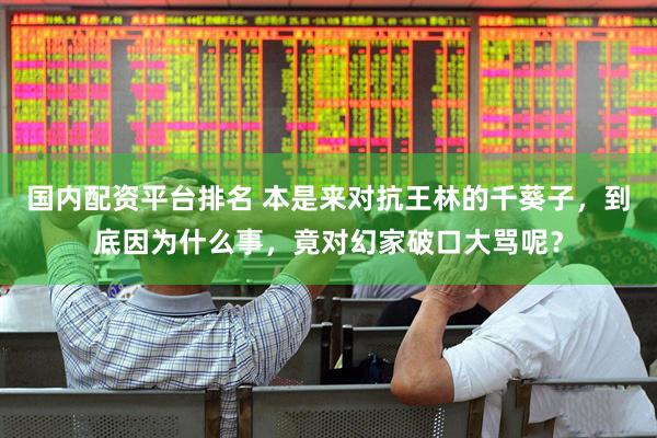 国内配资平台排名 本是来对抗王林的千葵子，到底因为什么事，竟对幻家破口大骂呢？